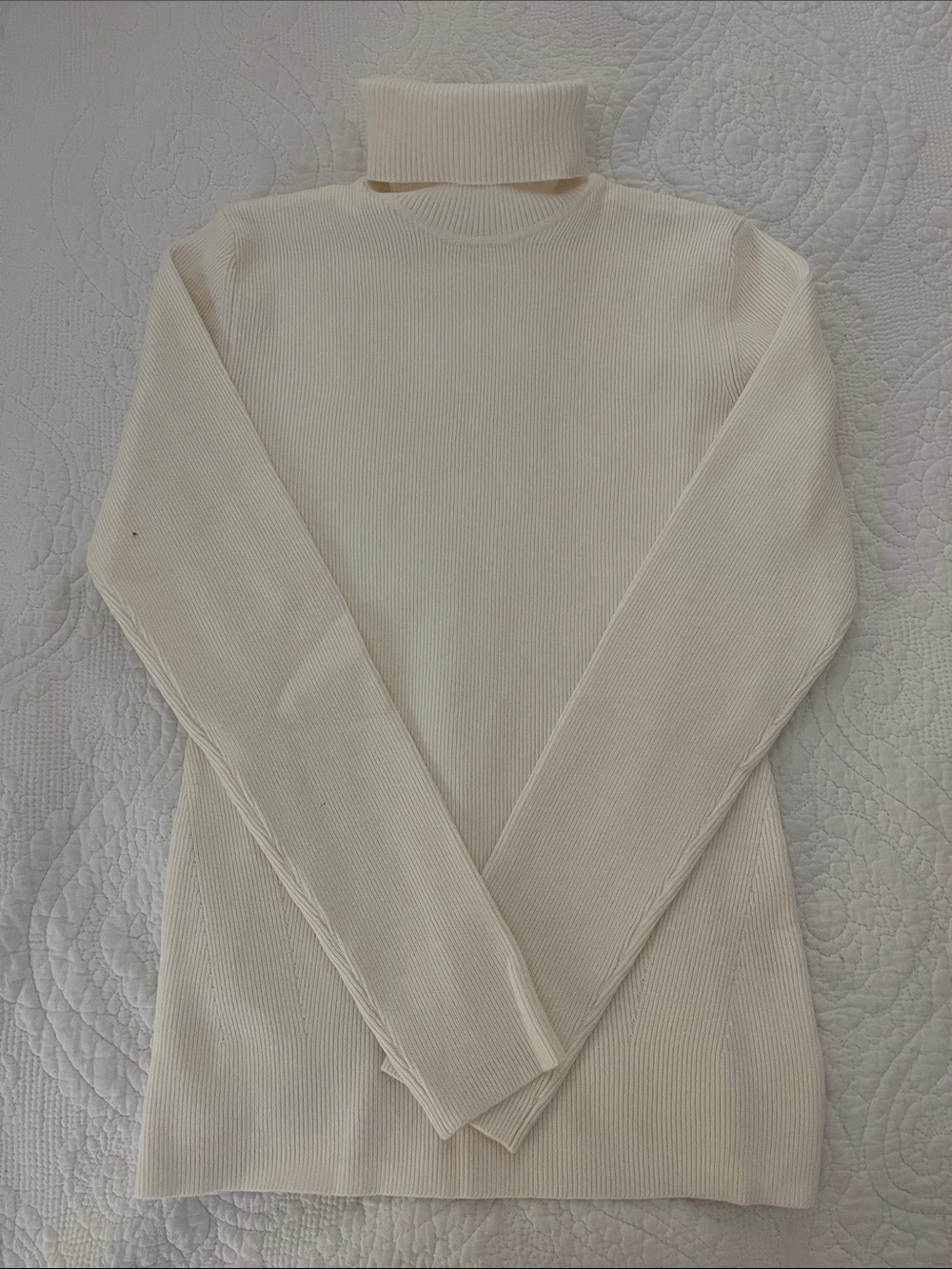 Orvis Cream Ribbed Turtleneck Sweater